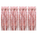 Livder 4 Pack 3.2X9.8 Feet Metallic Tassels Foil Glitter Fringe Curtains, Shimmer Decorations Photo Backdrop For Wedding, Birthd