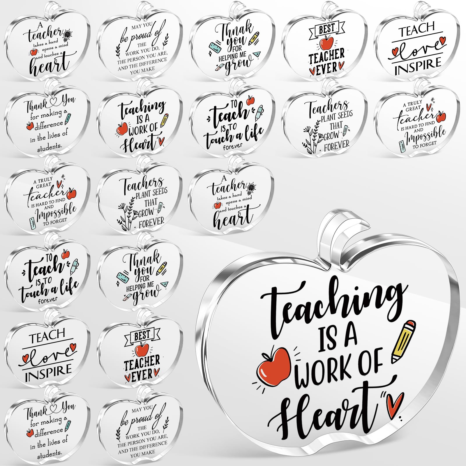 Weysat 20 Pcs Teacher Appreciation Gift For Women Acrylic Keepsake And Paperweight Teacher Plaques For Desk Office First Day Of