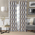 Elrene Home Fashions Navara Medallion Room-Darkening Window Curtain, Single Panel, 52'' x 95'' (1 Panel), Navy