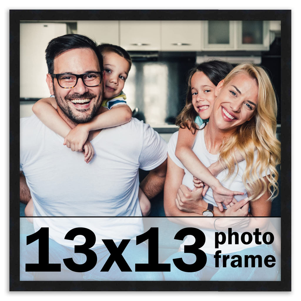 CountryArtHouse 13x13 Frame Black Solid Pine Wood Picture Frame Includes UV Acrylic Plexiglass, Acid Free Foam Backing Board and