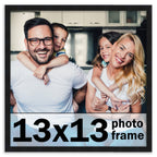 CountryArtHouse 13x13 Frame Black Solid Pine Wood Picture Frame Includes UV Acrylic Plexiglass, Acid Free Foam Backing Board and