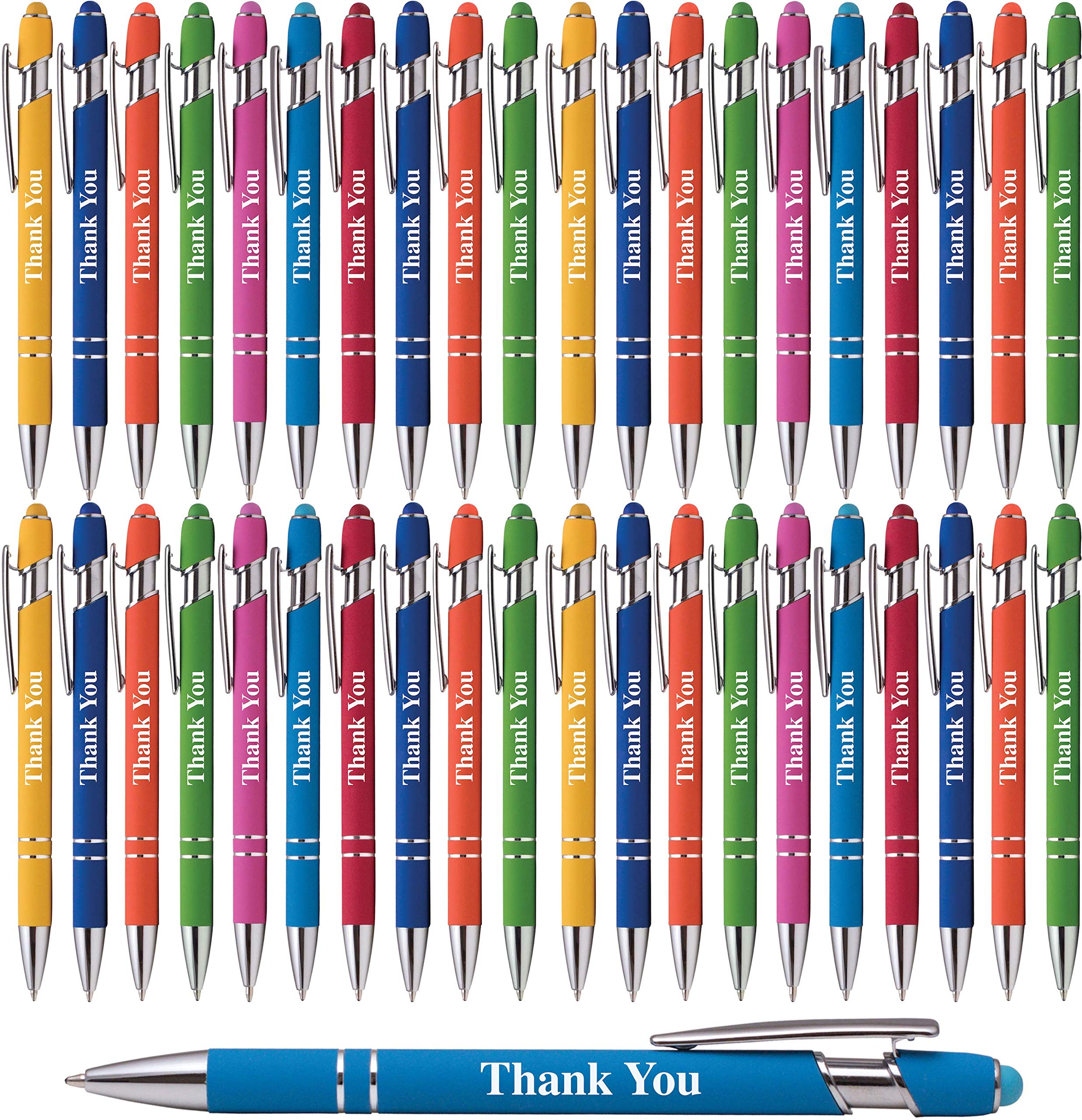 'Thank You' Premium Gift Stylus Pens For All Touchscreen Devices - Metal Soft Touch - 2 In 1 Combo Pen For Events, Parties, Em