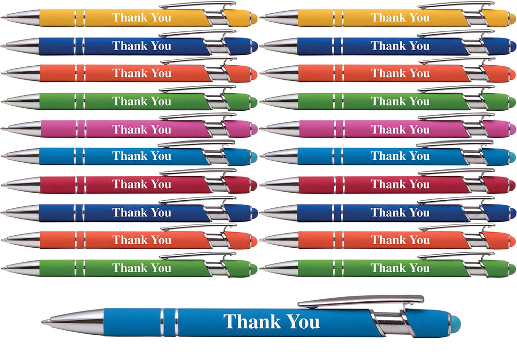 Thank You Premium Gift Stylus Pens For All Touchscreen Devices - Metal Soft Touch - 2 In 1 Combo Pen For Events, Parties, Employ