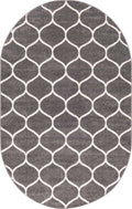 Unique Loom Trellis Frieze Collection Area Rug - Rounded (5' x 8' Oval, Dark Gray/ Ivory)