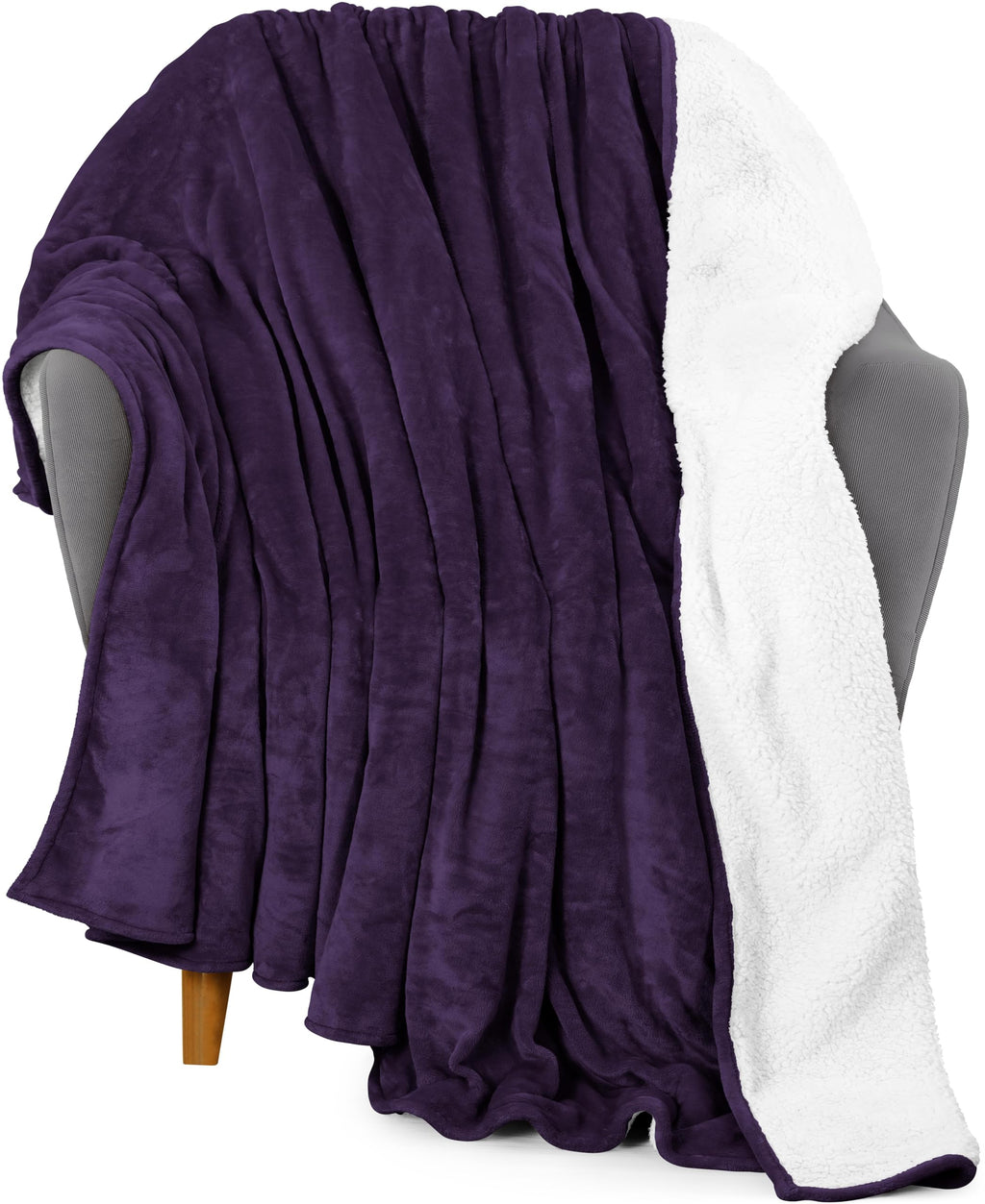 Utopia Bedding Sherpa Blanket Throw Size [Plum, 50X60 Inches] - 480Gsm Thick Warm Plush Fleece Reversible Blanket For Bed, Sofa,