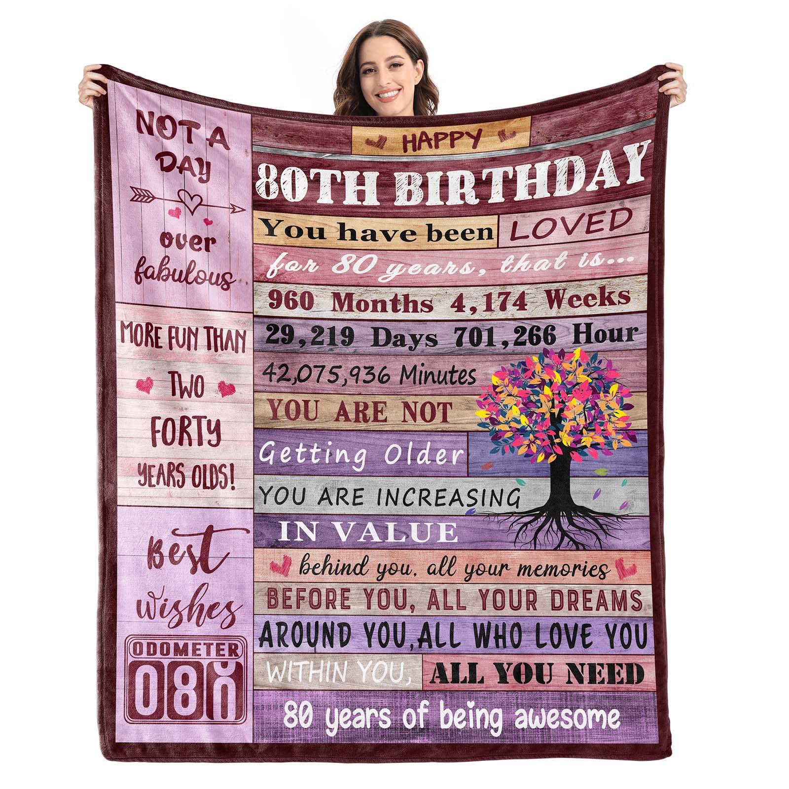 80Th Birthday Gifts For Women Blanket,80Th Birthday Gifts Ideas,80Th Birthday Decorations,80 Year Old Birthday Gifts For Women,1