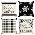 Avoin Colorlife Merry Christmas Hello Winter Buffalo Plaid Snowflake Throw Pillow Cover, 18 X 18 Inch Winter Holiday Cushion Cas