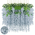 Luerbi 24 Pack Grey Wisteria Hanging Flowers Garland, 3.77 Feet Grey Artificial Wisteria Flower Vines, Fake Grey Wisteria, Grey 