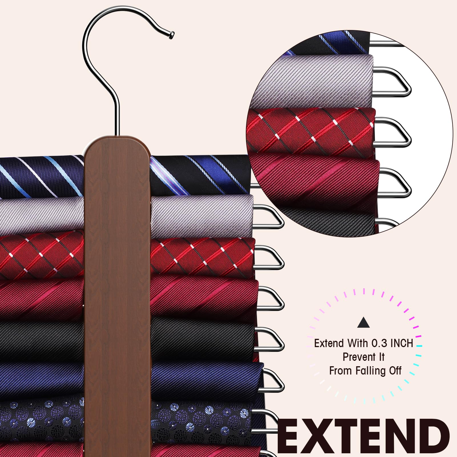 Uinicor Tie Hanger,Tie Organizer For Closet 20 Storage Capacity,Wooden Necktie Organizer Tie Holder,360 Degree Rotating Accessor