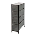 Flash Furniture Harris 4 Drawer Slim Wood Top Black Cast Iron Frame Dresser Storage Tower with Dark Gray Easy Pull Fabric Drawer