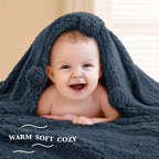 Lbro2M Double Sided Sherpa Blanket,King Size Super Soft Fuzzy Plush Warm Cozy Fluffy Throw Reversible Luxurious Blankets (Navy Blue)