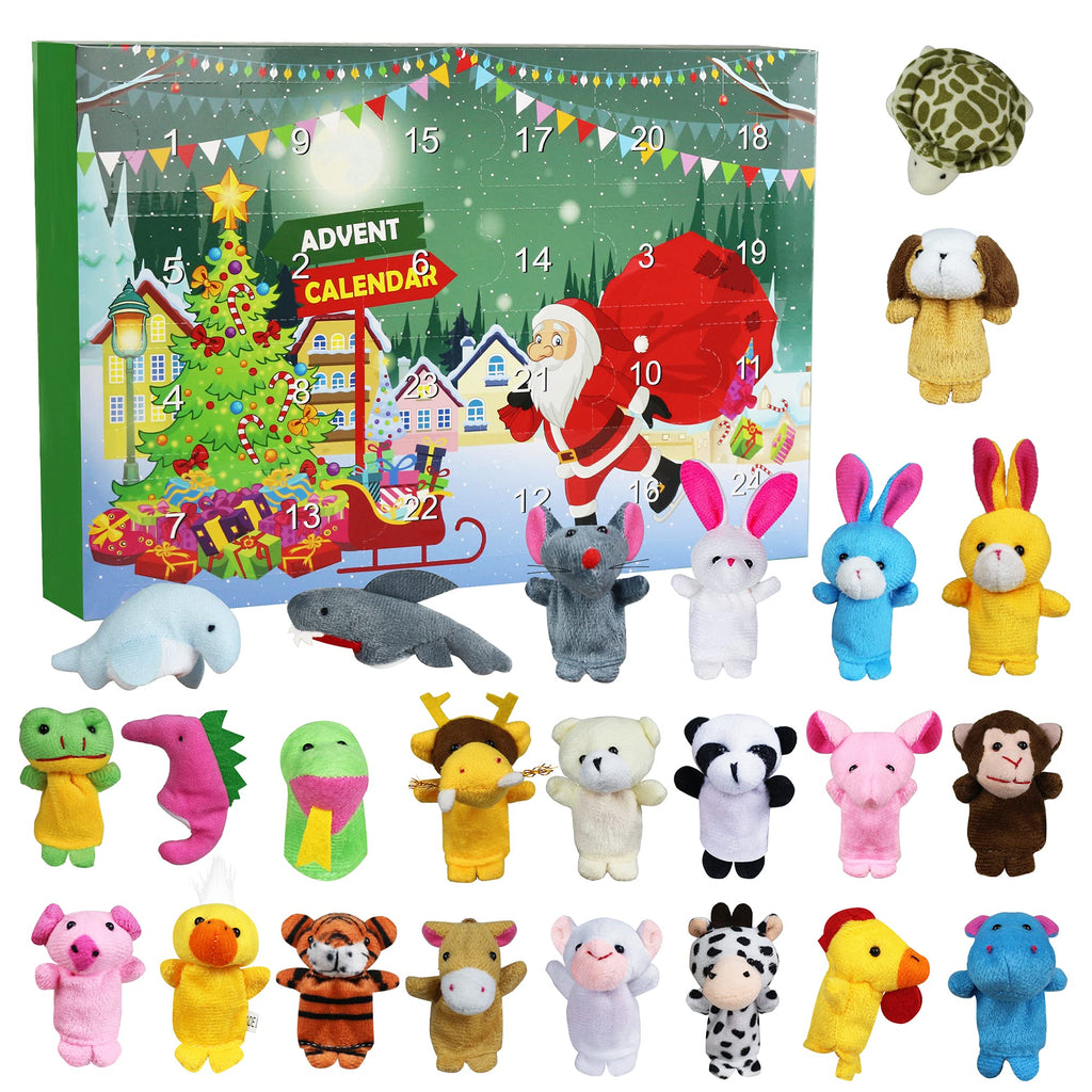 Christmas Advent Calendar 2024 for Kids 24 Days Christmas Countdown Calendar with 24 Pcs Animal Finger Puppets Plush Toys Christ