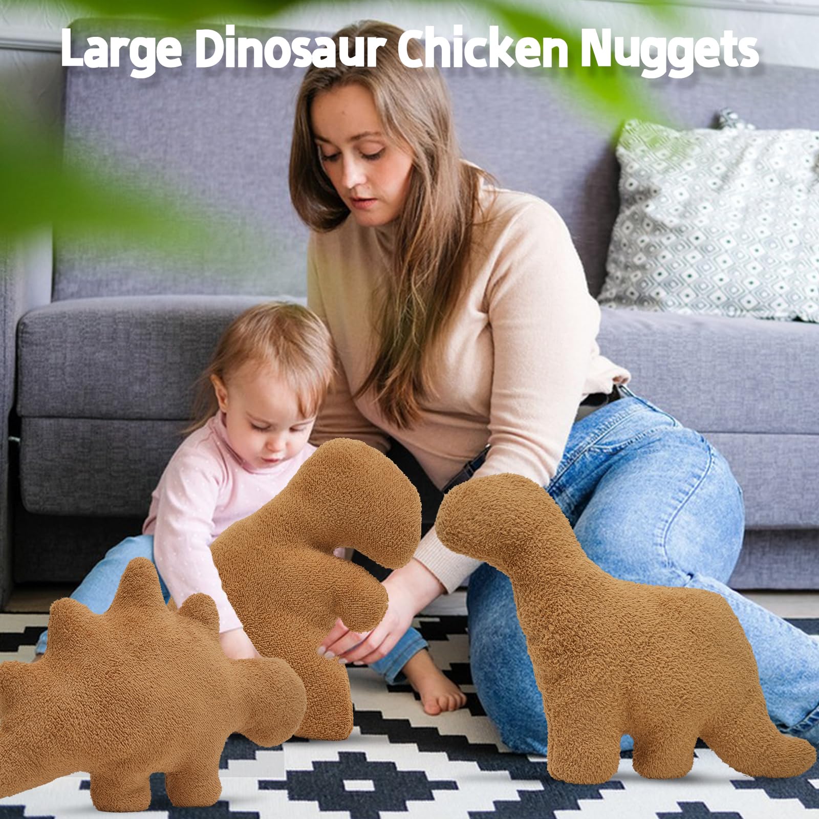 Tvvpgg Dino Nugget Plush,Large 23 In Dino Nugget Pillow Stuffed Toy, Funny Dino Chicken Nuggets Pillow Gifts For Kids Adults Gir
