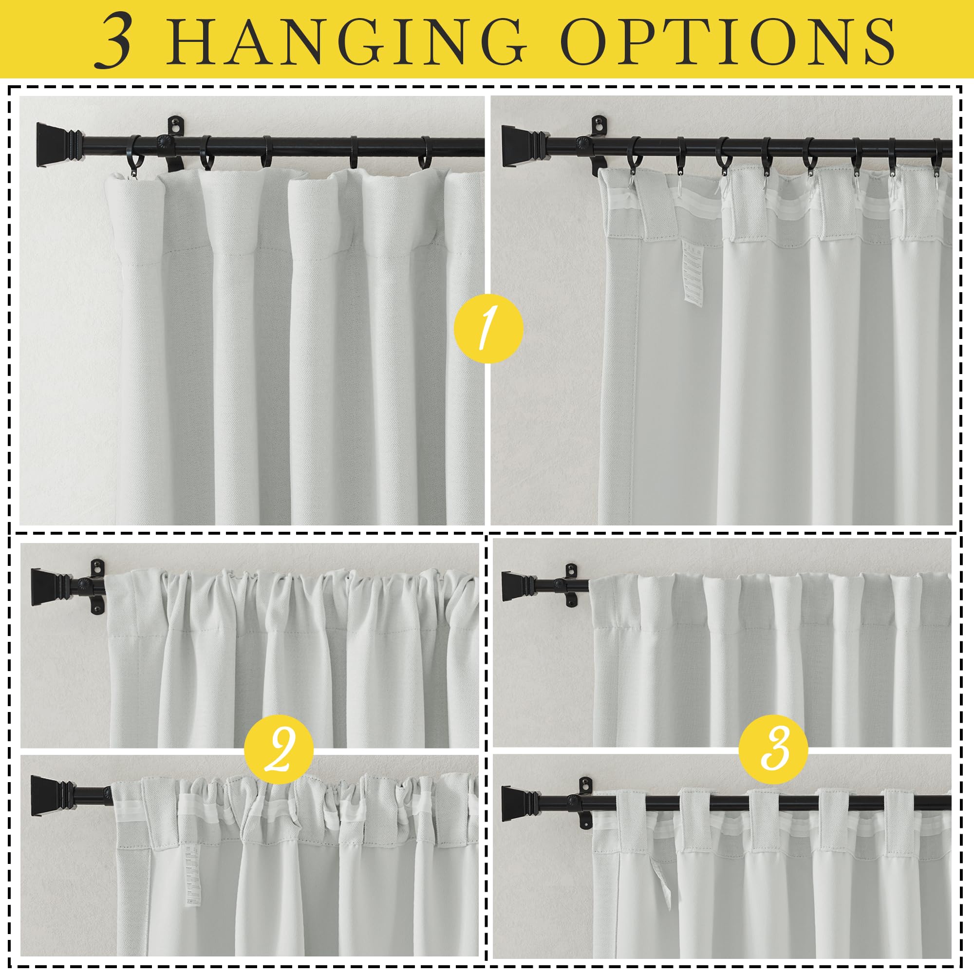 Nicetown Faux Linen Room Darkening Living Room Curtains, Pinch Pleated Curtains Thick Linen Blend Thermal Insulated Noise Reduci
