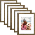AUEAR, 9x12 Picture Frames Set of 6, with Mat for 6x8 or 9x12 without Mat, Composite Wood Gallery Photo Frames with Plexiglass, 