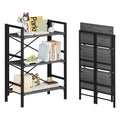 Homeiju Folding Bookshelf No Assembly, 3 Tier Bookcase Foldable Shelf with XBracket Design, Adjustable Feet, Space Saving Stora
