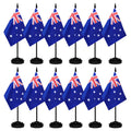 12 Pack Australia Desk Flags Set, Australian Small Mini Table Office Flags With 12' Solid Black Pole, 8.2 X 5.5 Inches, Home An