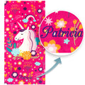 Softerry Love Unicorn Custom Beach Towel Pink Fantasy Rainbow 30 x 60 inches 100% Cotton Velour (One Personalized Towel)