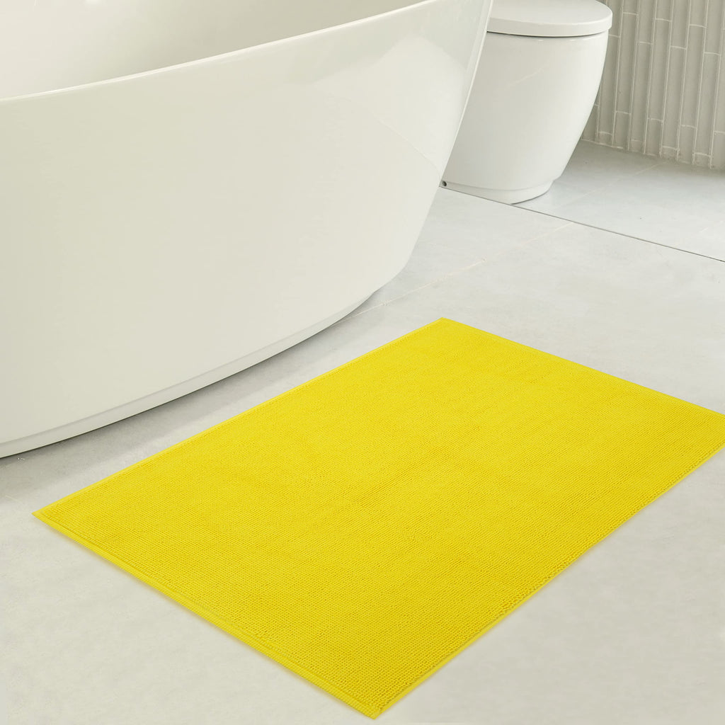 American Soft Linen Bath Rug, 17 In 24 In 100% Cotton Bath Mats Rugs For Bathroom, Non Slip Washable Shaggy Form Area Rugs, Yell