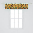 Ambesonne Sunflowers Window Valance Pack Of 2, Summertime Inspired Farmhouse Floral Huddle With Leaves And Bees Print, Rod Pocket Curtain Valances Kitchen Bedroom, 54' X 12',Mustard Reseda Green
