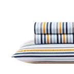 Eddie Bauer Kids - Twin Sheets, Stain Resistant Kids Bedding, Ideal For Toddler Bedding Set (Vivid Stripe Blue, Twin)