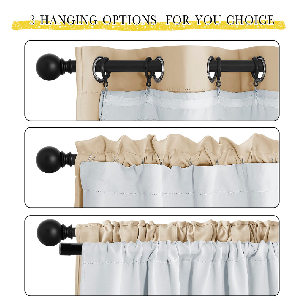 Nicetown White Curtain Liner Panels - Black Out Drapes Liners For 45 Inch Long Curtains, Thermal Insulated Curtains Liner For Wi