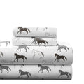 Pointehaven 180 Gsm 100% Cotton Flannel Sheet Set - King Stallions Grey - Warm & Cozy - Pre-Shrunk -Deep Pockets - Elastic All A