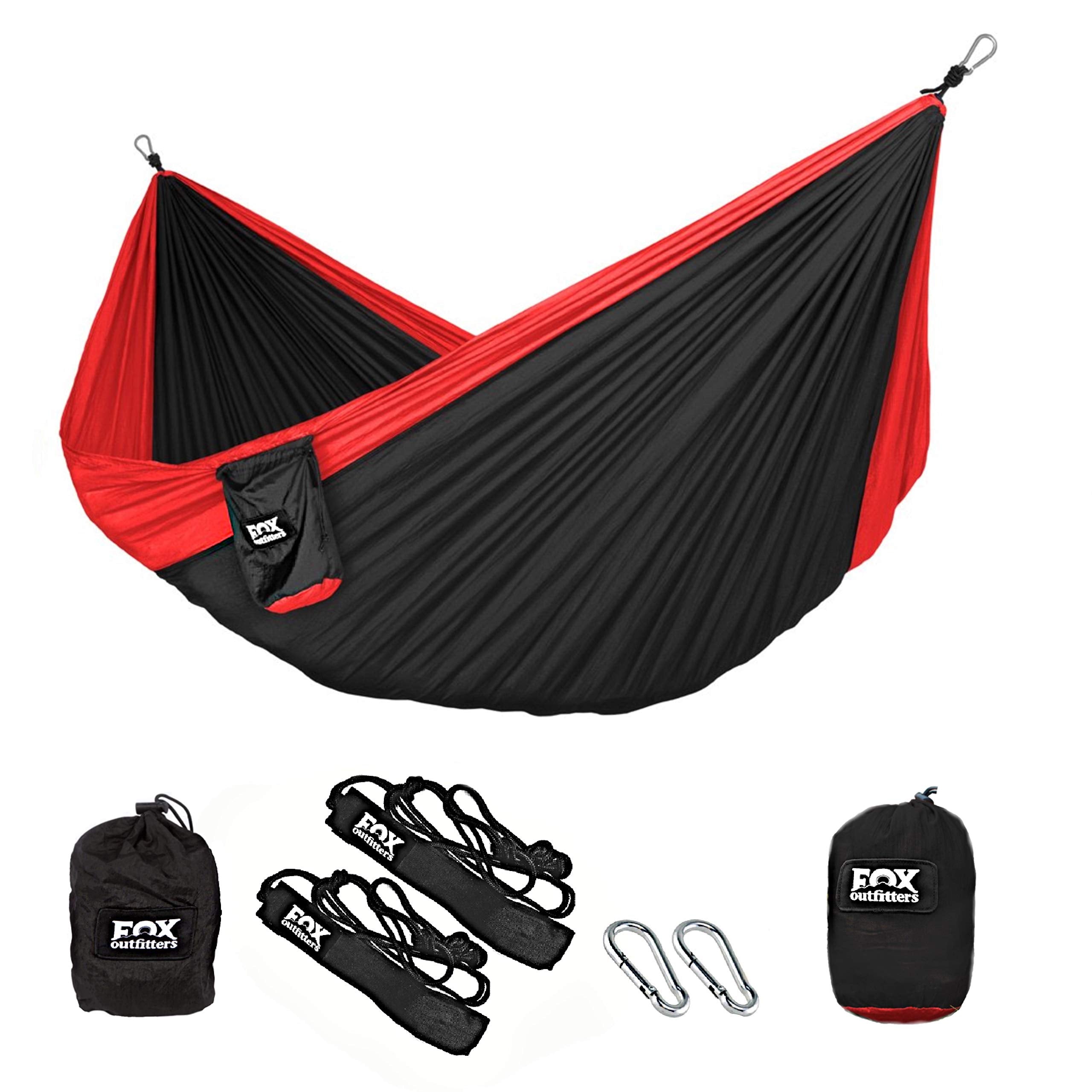 Fox Outfitters Neolite Double Camping Hammock - Lightweight Portable Nylon Parachute Hammock for Backpacking, Travel, Beach, Yar