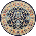 Unique Loom Sialk Hill Collection Area Rug - Washington (4 1 Round Navy Blue/Cream)