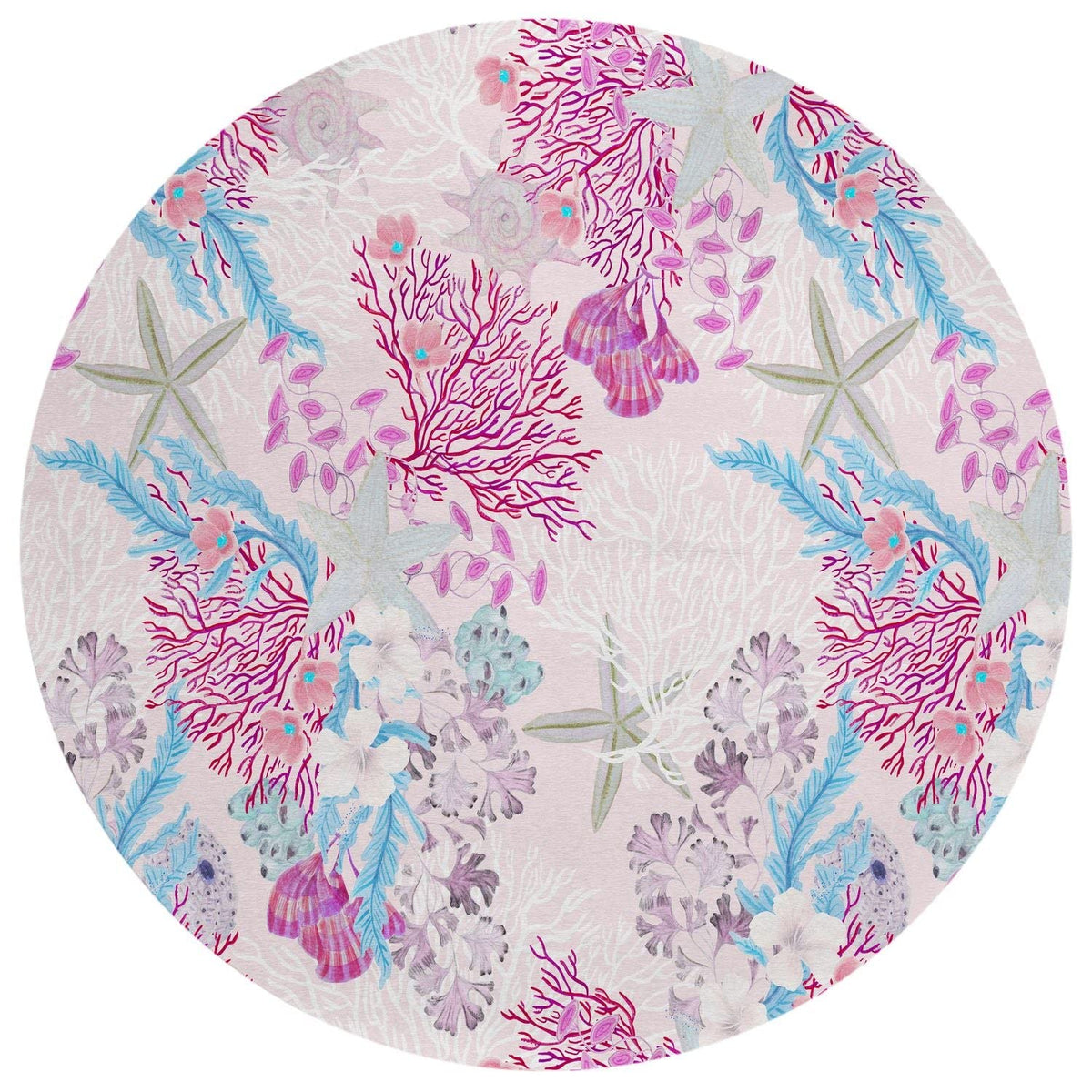 Seabreeze Sz1 Pink Coastal Rug Round 8' X 8'