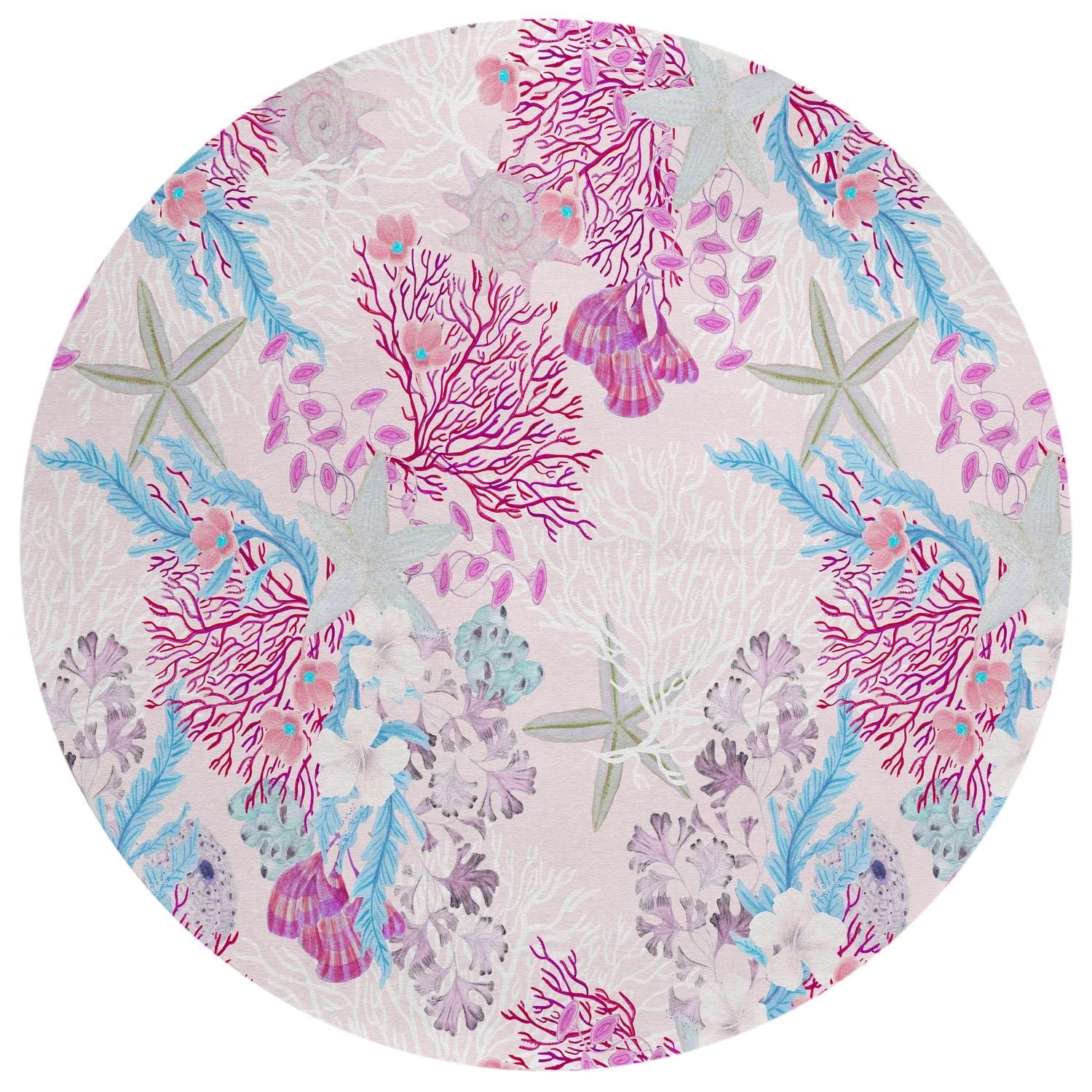 Seabreeze Sz1 Pink Coastal Rug Round 8' X 8'