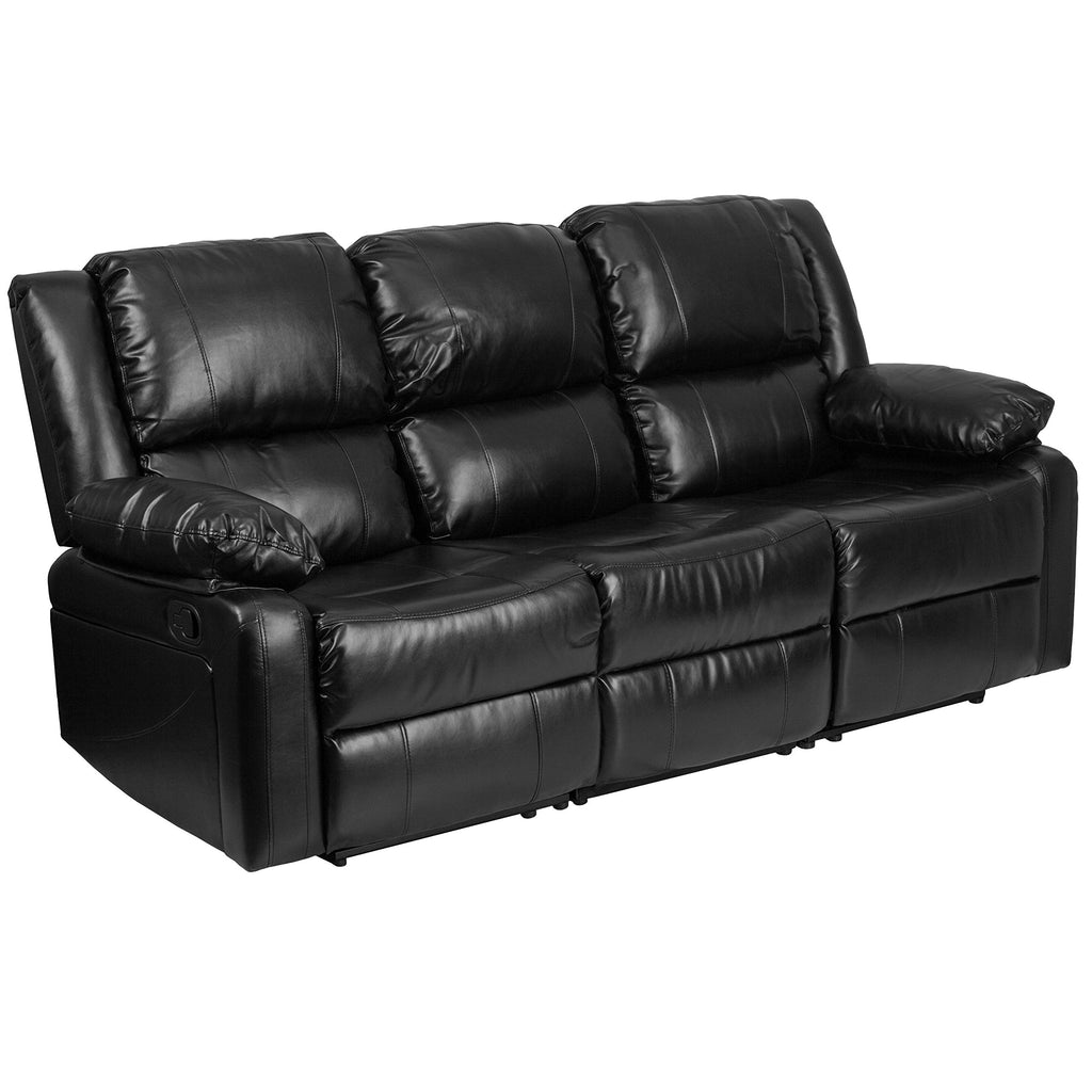 Flash Furniture Harmony Series Black Leathersoft Sofa With Two Built-In Recliners