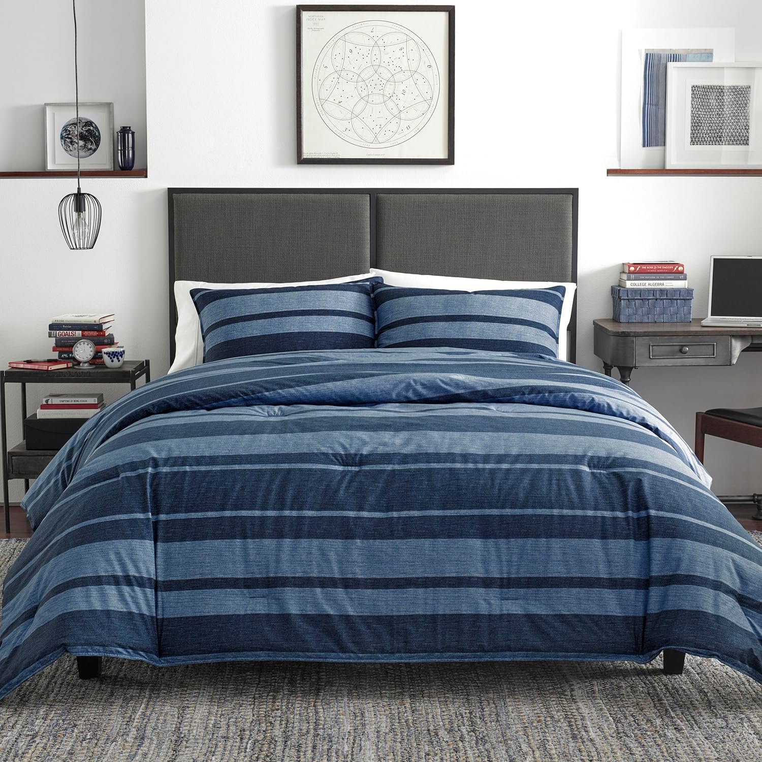 Nautica | Longpoint Collection | 100% Cotton Cozy & Soft, Durable & Breathable Striped Comforter Matching Sham, 2Piece Bedding 