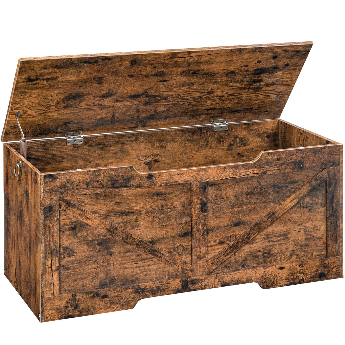Hoobro Storage Bench, 43.3” Retro Wooden Storage Chest With U-Shaped Cut-Out Pull, Safety Hinge, Supports 220 Lb And Easy Assembly For Toy Box Organizer (Rustic Brown) Bf772Cw01