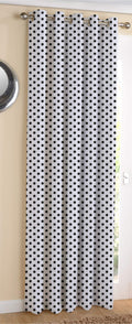 AIRWILL Cotton Polka Dot White Designed Blackout and Room Darkening 7ft Door Curtains Pack of 1 pc. (Printed  White,Black)