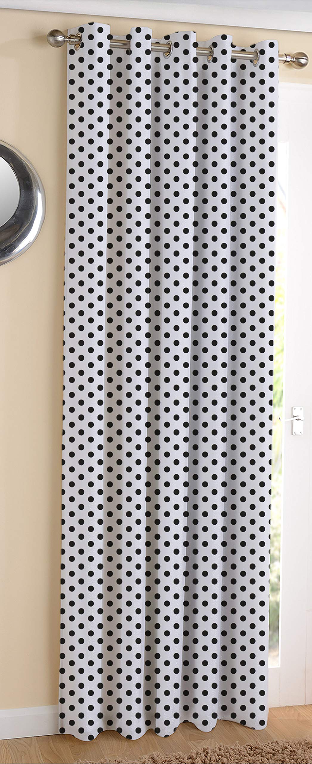 AIRWILL  Cotton Blackout and Room Darkening 9ft Long Door Curtains Pack of 1 pc. (Printed  White,Black)