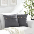 Meekio Set Of 2 Dark Gray Square Pillow Covers 16 X 16 Farmhouse Linen Pillow Covers With Coconut Buttons For Sofa Couch Living