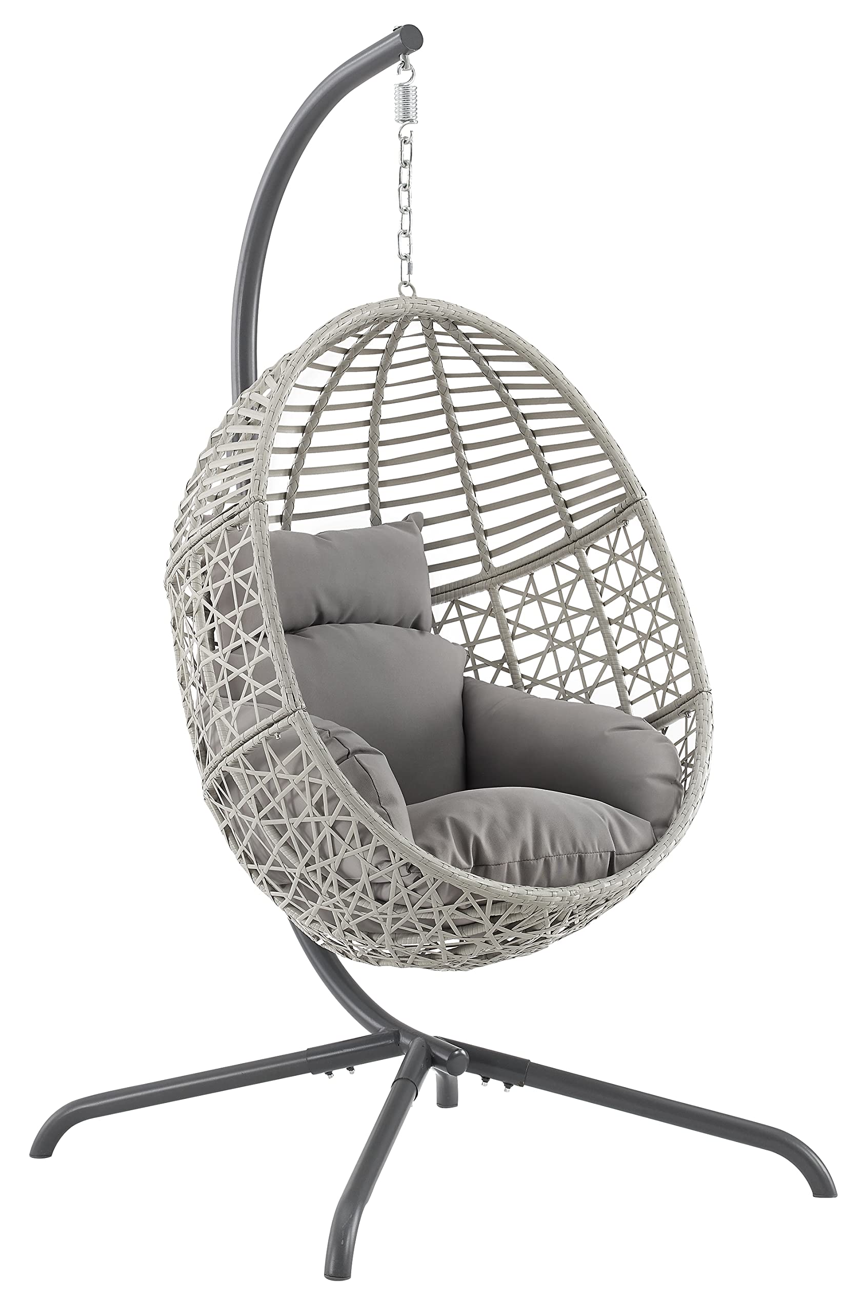 Lorelei Wicker Indoor Outdoor Hanging Egg Chair - Thumbnail 4