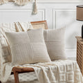Fancy Homi 2 Packs Neutral Taupe Decorative Throw Pillow Covers 22X22 Inch For Living Room Couch Bed Sofa, Rustic Farmhouse Boho