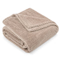 PAVILIA Soft Fleece Taupe Tan Throw Blanket for Couch, Lightweight Plush Warm Blankets for Bed, Fuzzy Cozy Flannel Blanket Throw