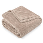 PAVILIA Soft Fleece Taupe Tan Throw Blanket for Couch, Lightweight Plush Warm Blankets for Bed, Fuzzy Cozy Flannel Blanket Throw