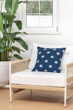 Hofdeco Premium Coastal Hampton Style Patio Indoor Outdoor Throw Pillow Cover Only, 18'X18' Water Resistant For Backyard, Couc