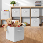 Casafield Set Of 6 Collapsible Fabric Cube Storage Bins, White - 11'' Foldable Cloth Baskets For Shelves, Cubby Organizers & Mor