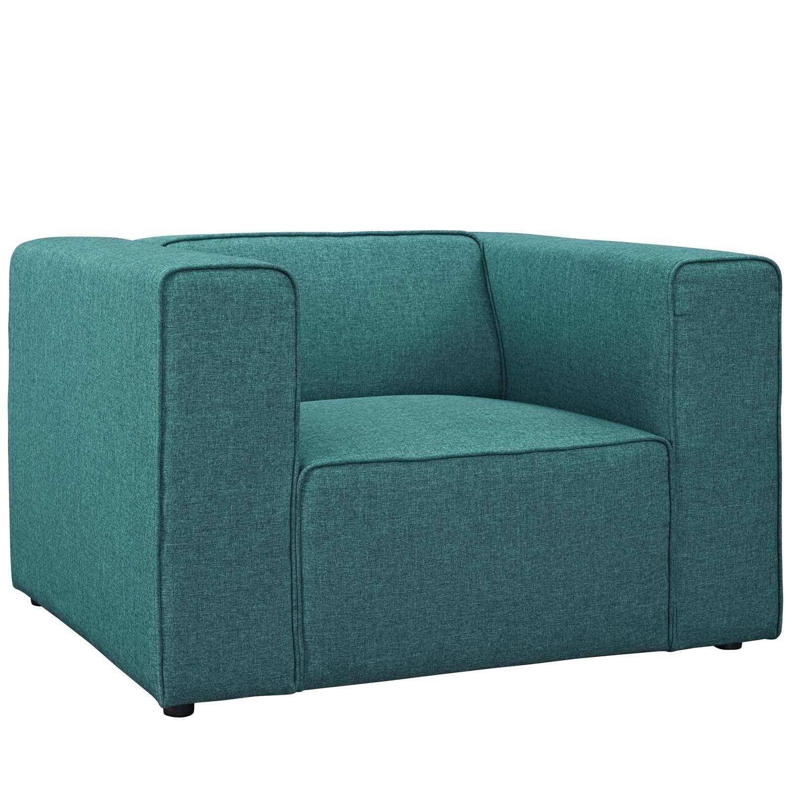 Modway Mingle Upholstered Fabric Generously Padded Accent Arm Lounge Chair in Teal