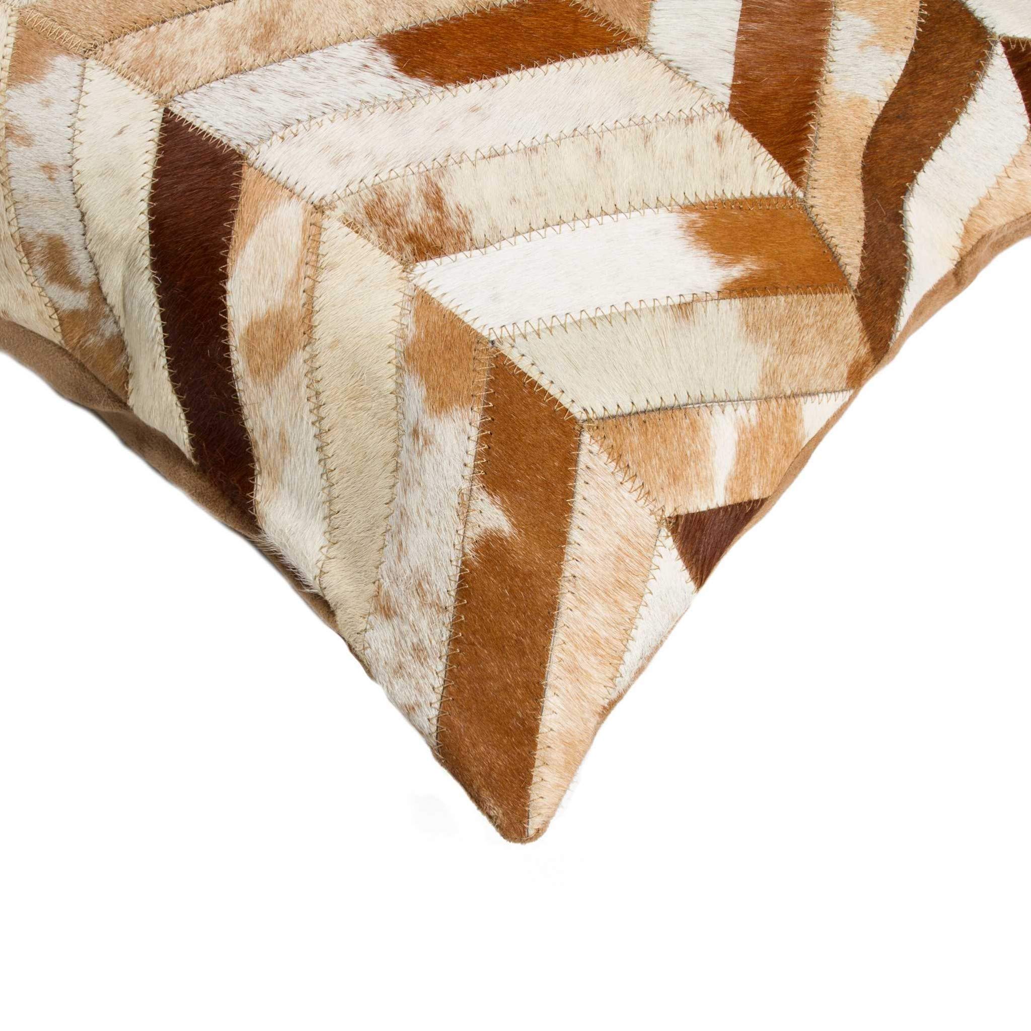 HomeRoots & Natural 2-Pack Cowhide, Microsuede, Polyfill 18'' X 18'' X 5'' 2 Pcs Modern and Natural Torino Chevron Pillow