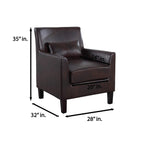 Best Master Furniture Cassidy Faux Leather Living Room Accent Arm Chair, Espresso