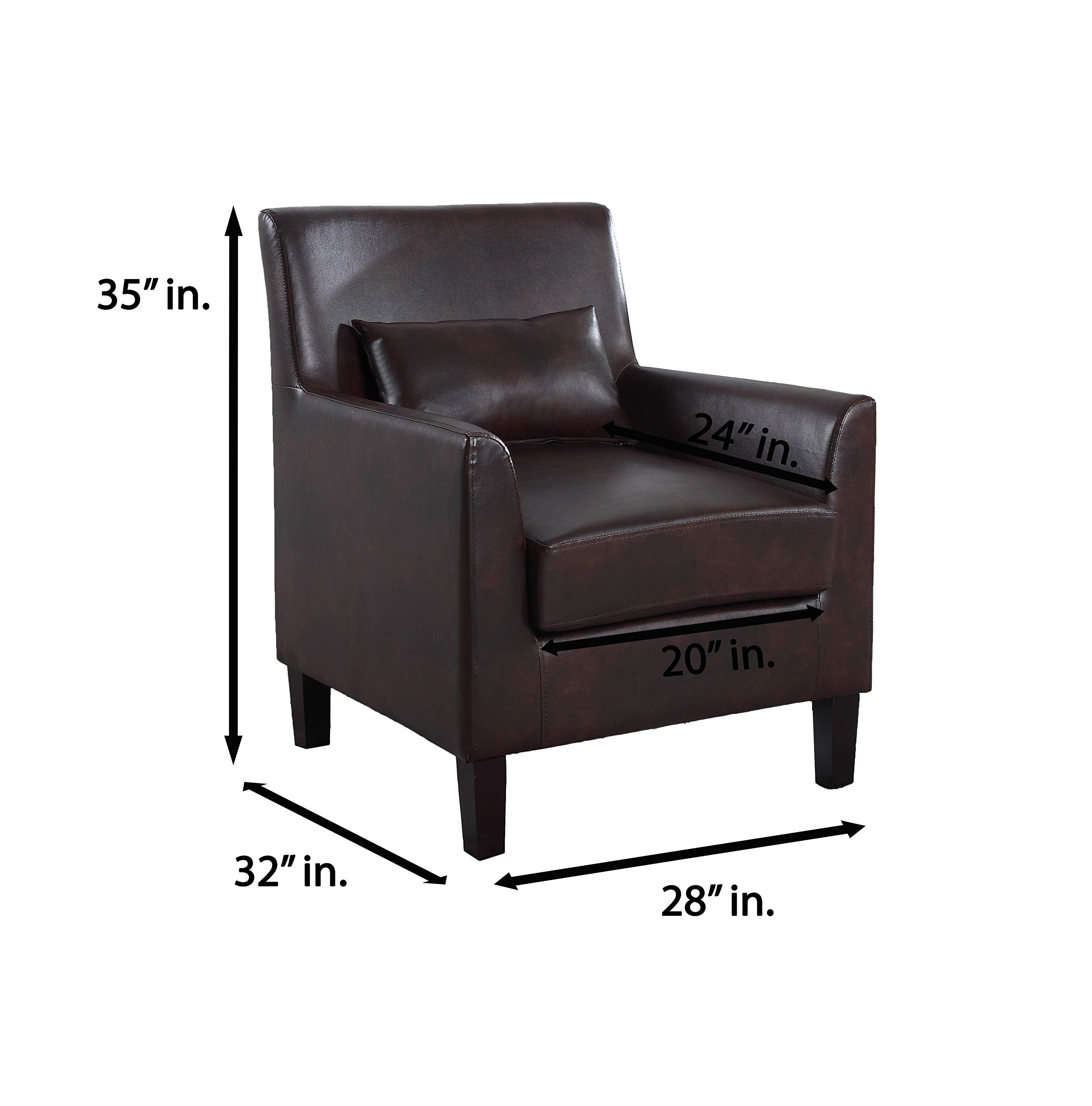 Best Master Furniture Cassidy Faux Leather Living Room Accent Arm Chair, Espresso