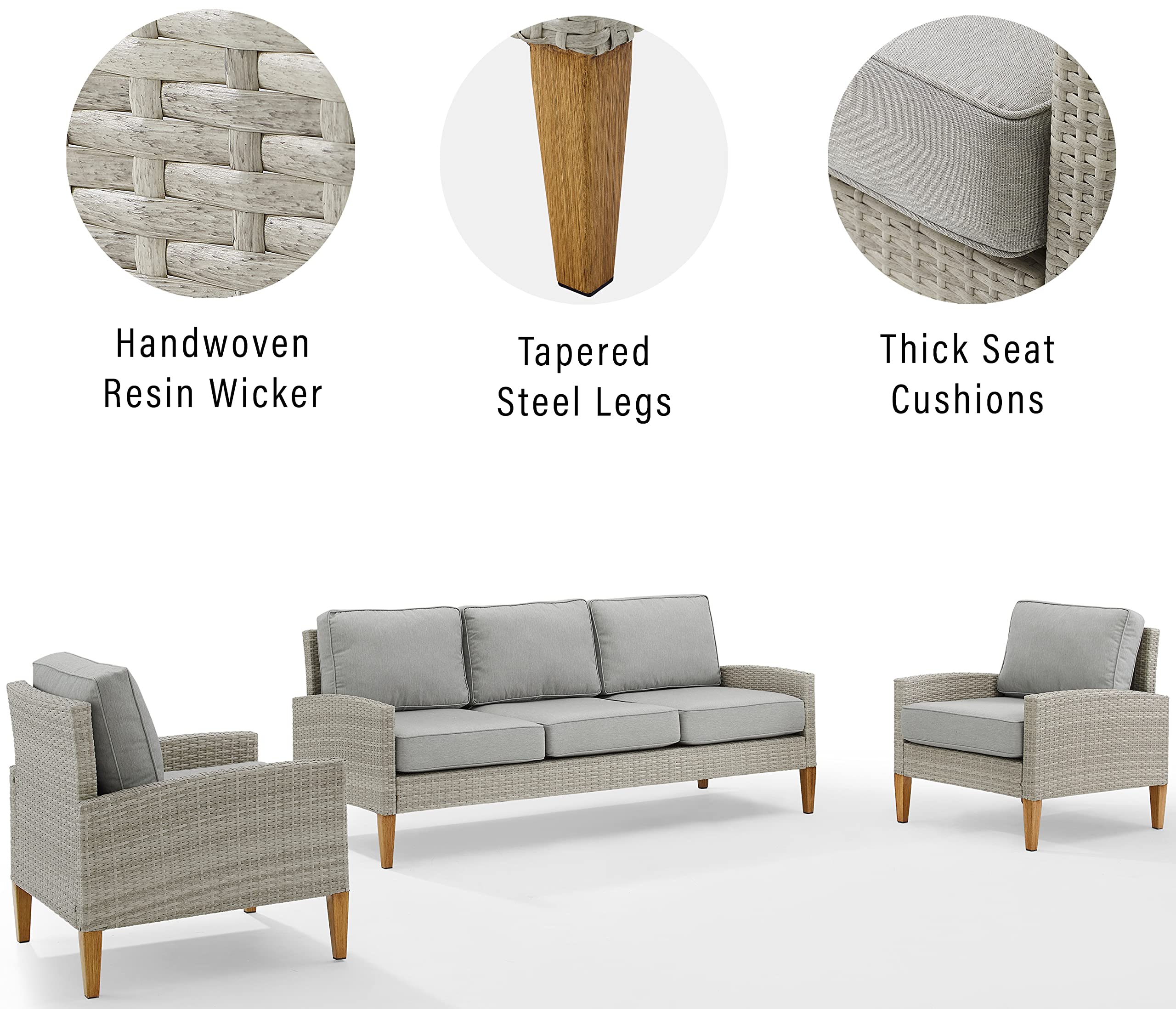 Crosley Furniture Capella Outdoor Sofa Patio Furniture Set - Thumbnail 5