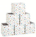 FYSUIMU 6 Pcs Boho Polka Dots Fabric Storage Bins 11 Inch Foldable Storage Cube Colorful Dot Classroom Organizer Basket with Han