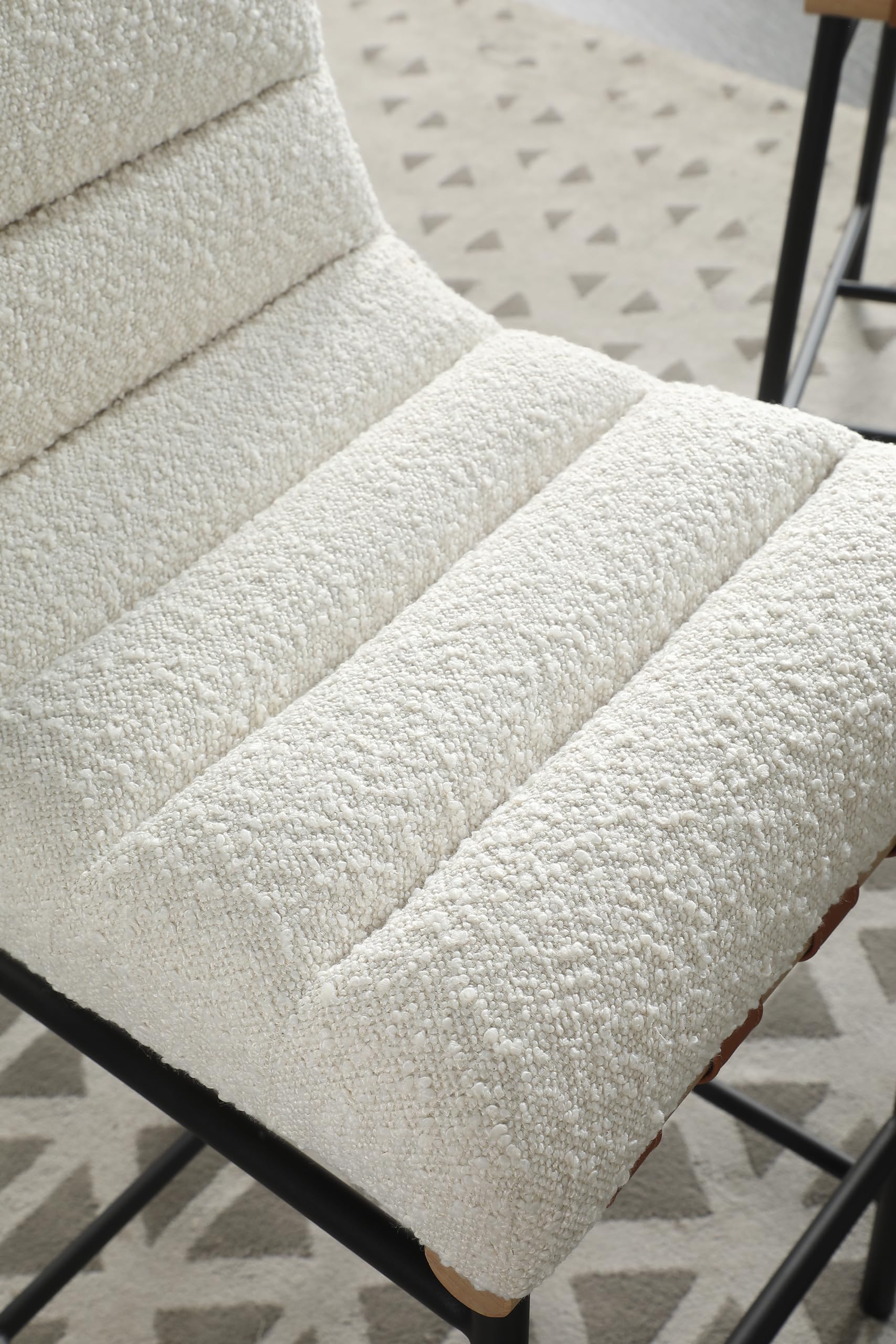 LILOLA LIVING Lahni White Boucle Fabric Counter Height Chair